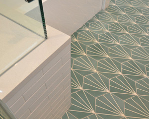closeup of tiles in shower