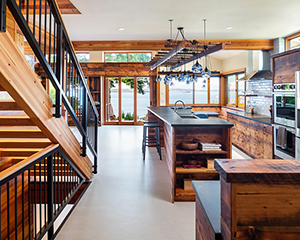 view of kitchen and main living room space