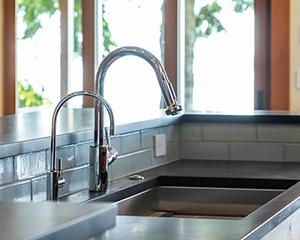 closeup of sink in kitchen