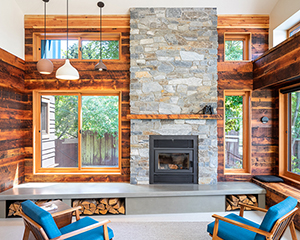 living room with fireplace
