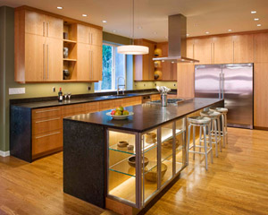 The vision was for a kitchen that both drew people in without making them feel like they were entering a cave room. West Seattle kitchen remodel